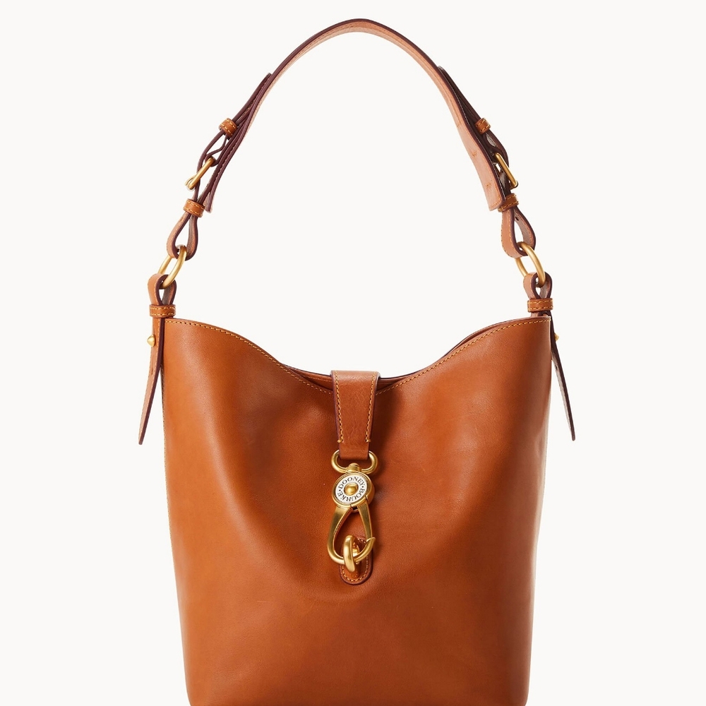 Dooney and Bourke brown Leather Hobo Bag with Gold Hardware